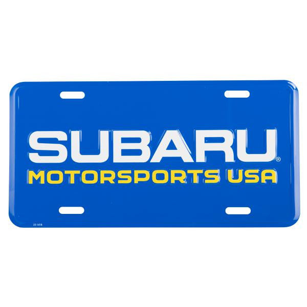 Subaru Motorsports USA | Embossed Metal License Plate | Blue