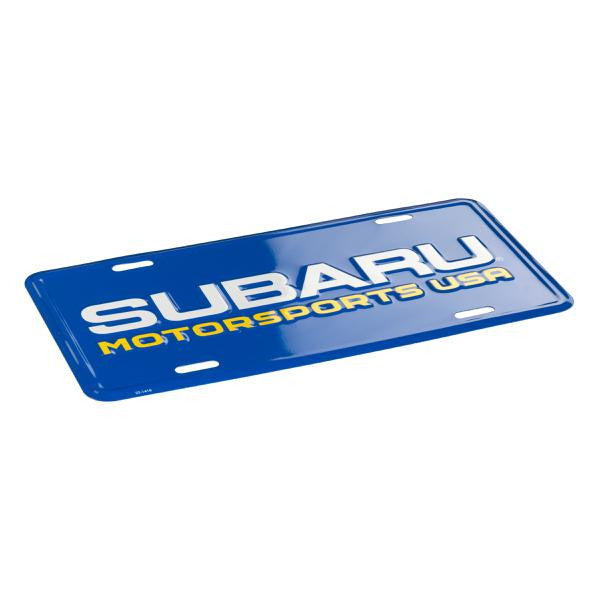 Subaru Motorsports USA | Embossed Metal License Plate | Blue